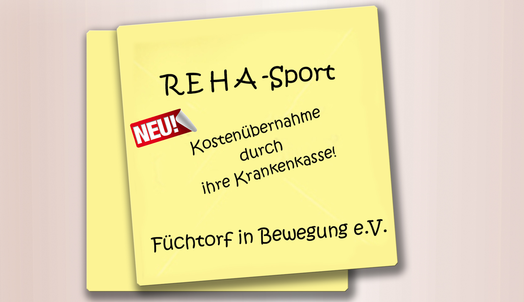 Reha-Sport gelber Zettel